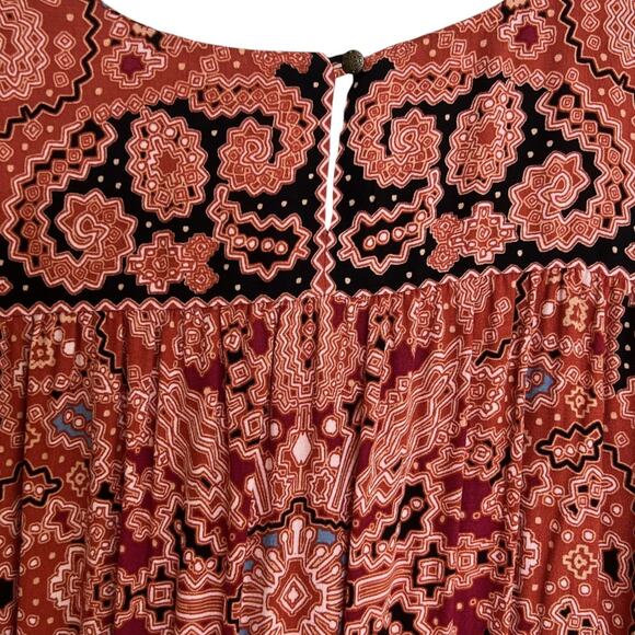 Nurture by Westbound Womens Maxi Dress 3X Rust Boho Paisley Print Long Sleeve - Picture 5 of 10